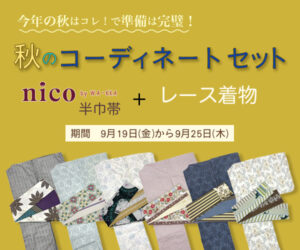 公式ONLINE SHOP｜レース着物とnico半巾帯 コーディネートセット！